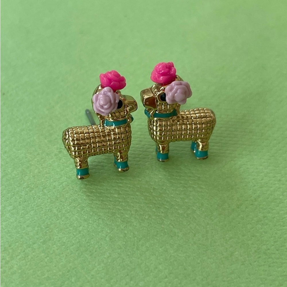 Kate Spade Gold and Pink Piñata Horse Earrings